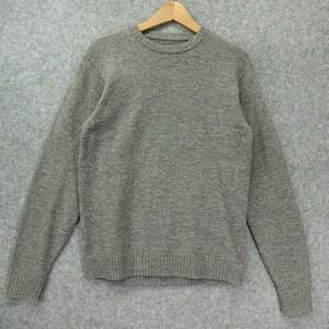 Gray Wool Pullover Sweater Mens S Classic Crew Neck Minimalist Muji Washable
